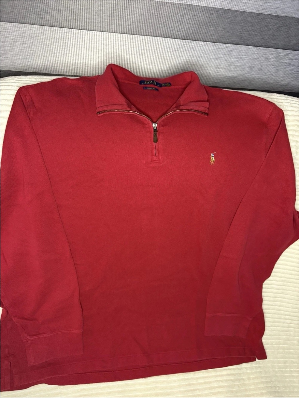 Polo Ralph Lauren Quarter Zip Pullover Mens XXL Estate Rib Red Sweatshirt
